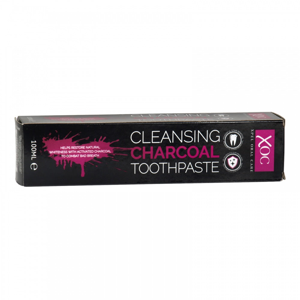 XOC TEETH WHITENING TOOTHPASTE NATURAL CHARCOAL CLEANSING FLUORIDE STAINS 100ML. XP40537A \\\KD18316