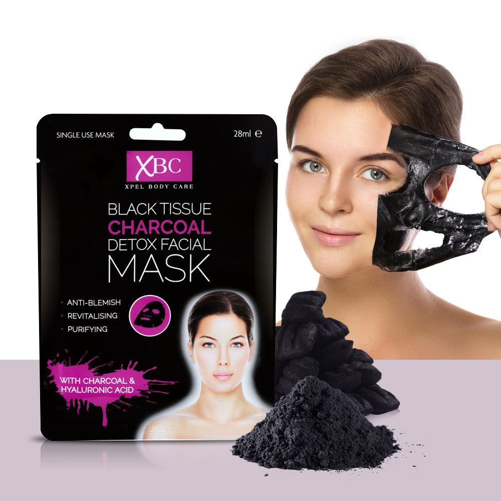 XBC BLACK TISSUE CHARCOAL DETOX FACIAL MASK WITH CHARCOAL & HYALURONIC ACID. XP40551 \\\KD18317
