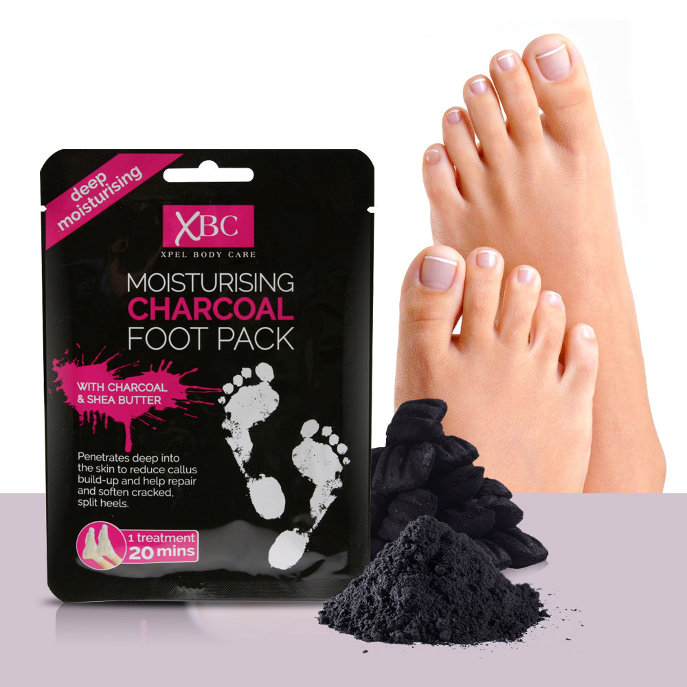 XBC MOISTURISING CHARCOAL FOOT PACK - CHARCOAL & SHEA BUTTER. XP40566 \\\KD18318