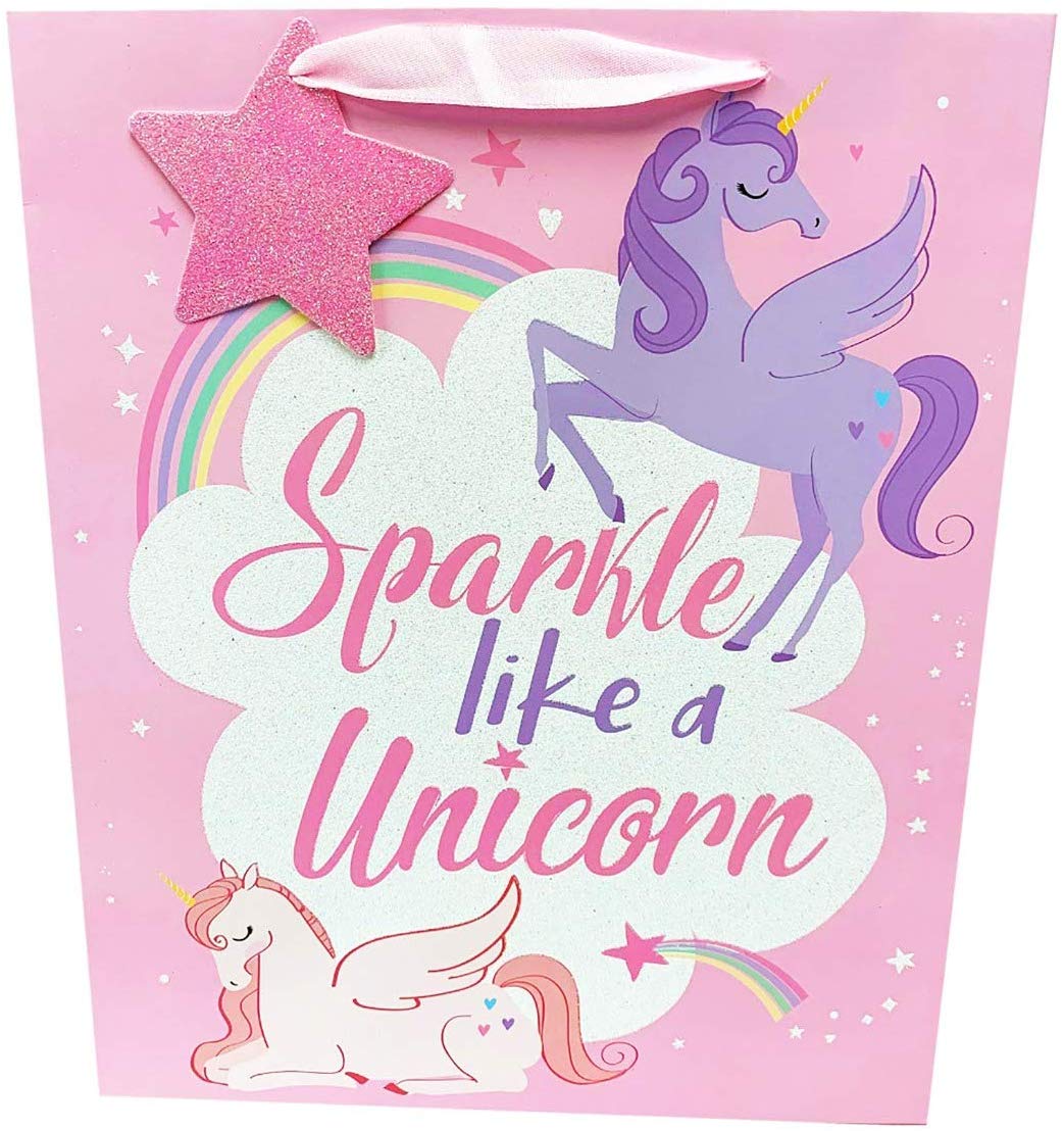 SPARKLE UNICORN LARGE GIFT BAG 33CM X 26CM X 14CM. EW24735 \\\KD18354