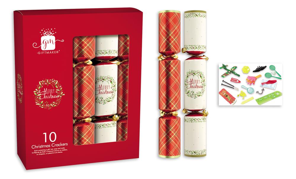 GIFTMAKER CHRISTMAS CRACKERS RED WHITE 12 INCH 8/PK. XANGS503 \\\KD18376