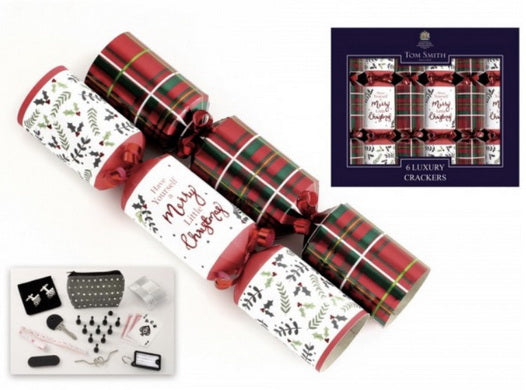 TOM SMITH RED & WHITE LUXURY CHRISTMAS CRACKERS 8 INCH  6/PK. XAJTS2303 \\\KD18381