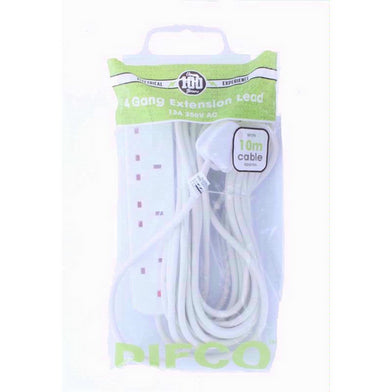 PIFCO 4 GANG EXTENSION LEAD 10M 13A 250V AC. PIF2050 \\\KD18391