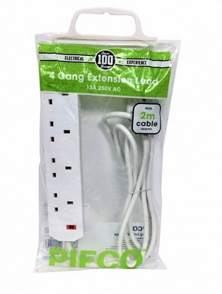 PIFCO 6 GANG EXTENSION LEAD 2M 13A 250V AC. PIF2066 \\\KD18393
