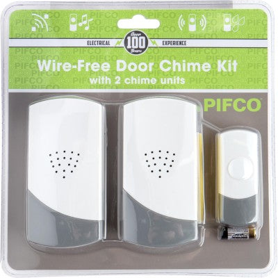PIFCO WIRE FREE / CORDLESS TWIN PLUG IN DOOR CHIMES BELLS KIT. ELA1162 \\\KD18397
