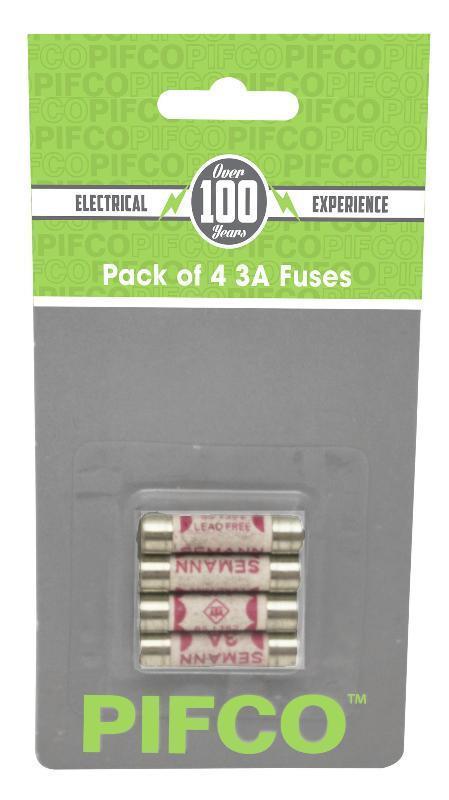 PIFCO 3A MAINS FUSE 4/PK. PIF2031 \\\KD18414