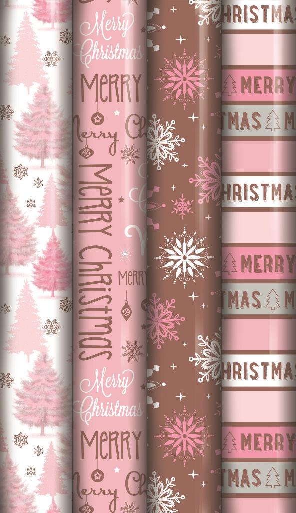 NORTH POLE PINK GOLD CHRISTMAS GIFT WRAP 70CM X 5M. EWX25545GW \\\KD18421