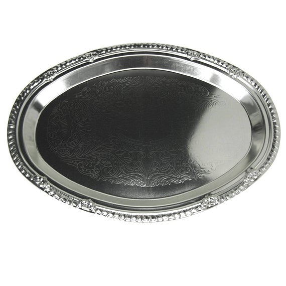 OVAL NICKEL PLATED SERVING TRAY 30CM X 22CM. CH31183 \\\KD18470