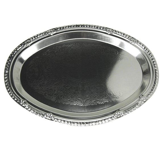 OVAL NICKEL PLATED SERVING TRAY 38CM X 27CM. CH31187 \\\KD18471