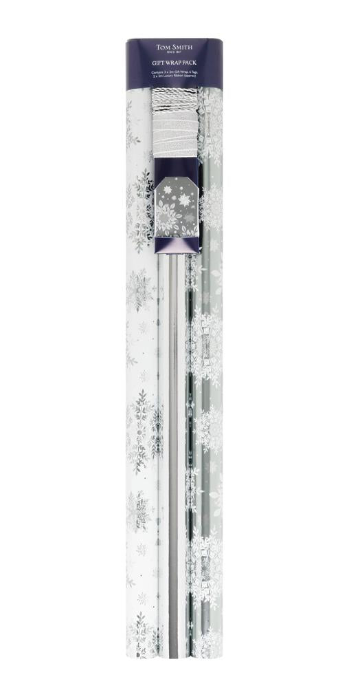 TOM SMITH SILVER & WHITE WINTER SPARKLE GIFT WRAP SET. XAJTW543 \\\KD18506