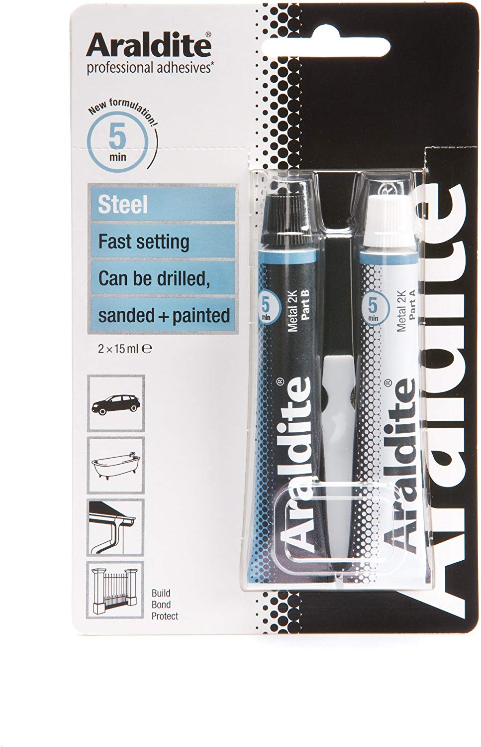 ARALDITE STANDARD STEEL EPOXY ADHESIVE TUBES 2 X 15ML. ARA400010 \\\KD18509