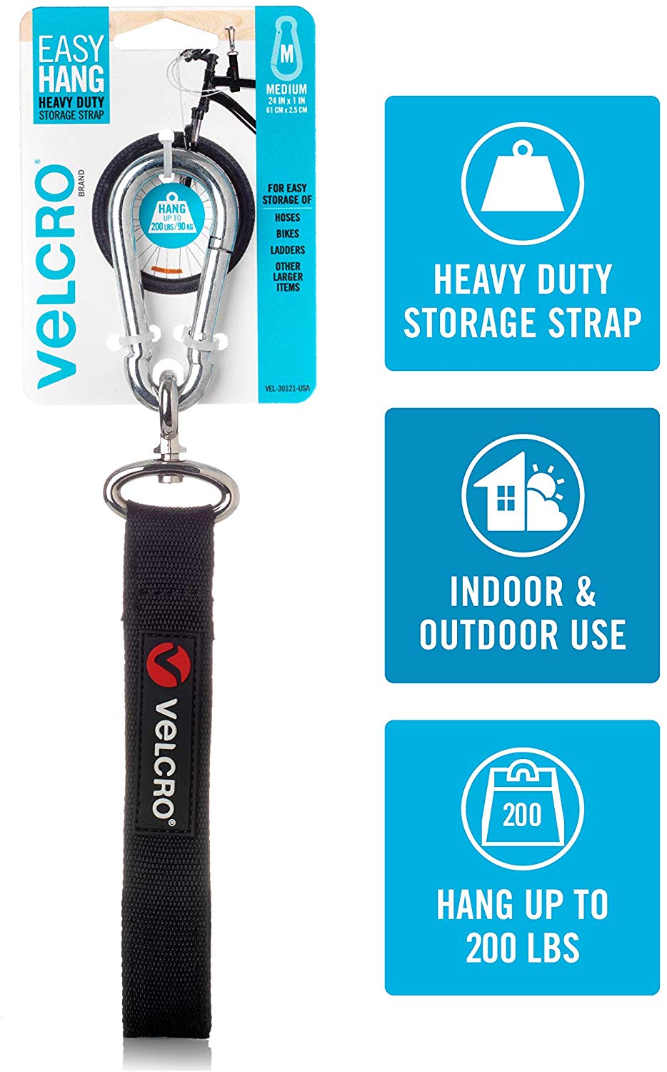 VELCRO MEDIUM EASY HANG STRAP 24INCH X 1INCH HOLDS UPTO 80KG. VEL-30121-WEU \\\KD18522