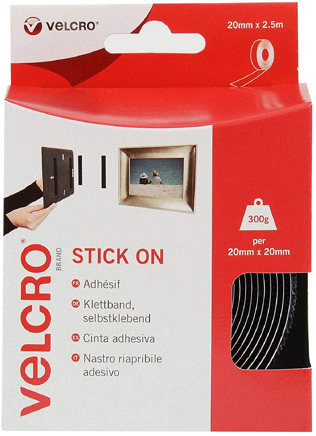 VELCRO BLACK STICK ON TAPE 20MM X 2.5M. VEL-EC60215 \\\KD18527