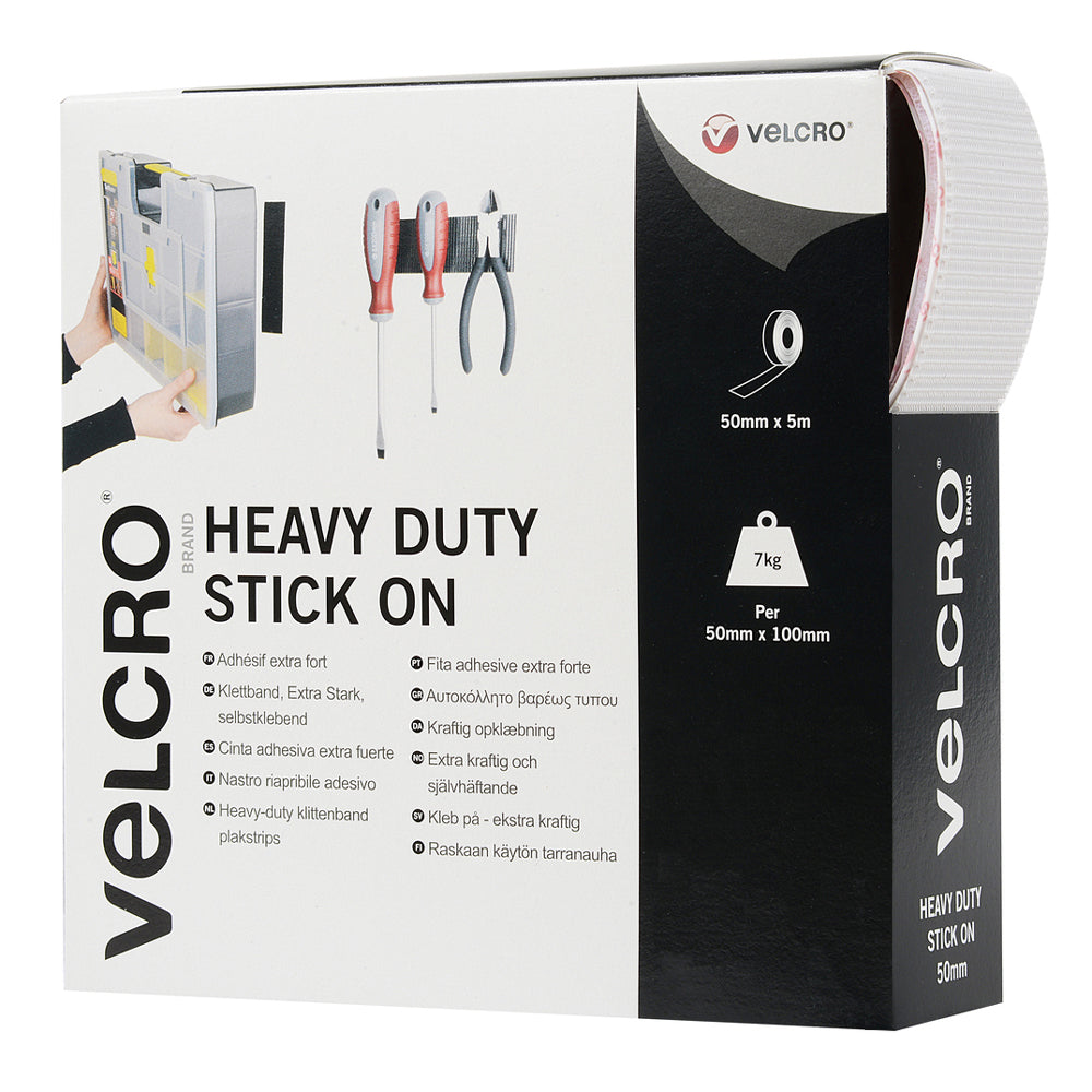 VELCRO BLACK HEAVY DUTY STICK ON TAPE 50MM X 5M. VEL-EC60243 \\\KD18531