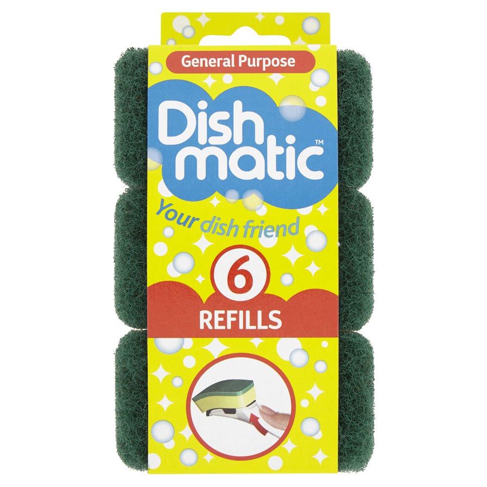 DISHMATIC GENERAL PURPOSE GREEN REFILL SPONGES 6/PK. DMGREENRX6 \\\KD18622
