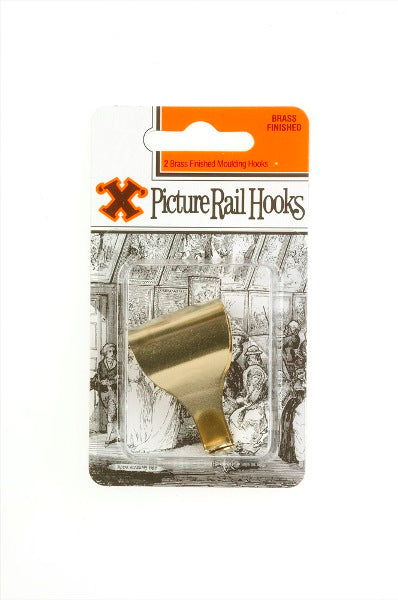 SHAW X BRASS PLATED PICTURE RAIL HANGING MOULDING HOOKS 2/PK. 12850 \\\KD18623