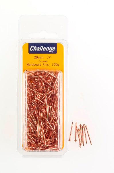 CHALLENGE COPPER PLATED HARDBOARD PINS 20MM 100G. 40234 \\\KD18625