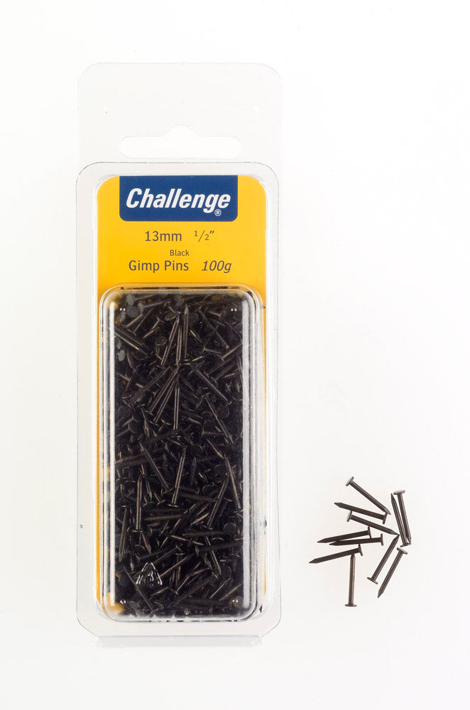 CHALLENGE BLACK GIMP PINS / UPHOLSTERY TACKS 13MM 100G. FS40245 \\\KD18632