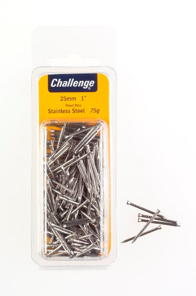 CHALLENGE STAINLESS STEEL PANEL PINS 25MM 75G. FS40231 \\\KD18643