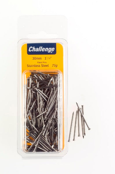 CHALLENGE STAINLESS STEEL PANEL PINS 30MM 75G. FS40232 \\\KD18644