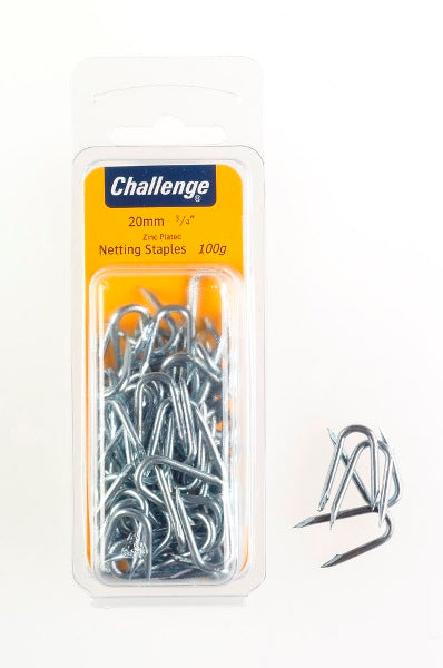 CHALLENGE ZINC PLATED NETTING STAPLES 20MM 100G. FS40241 \\\KD18652