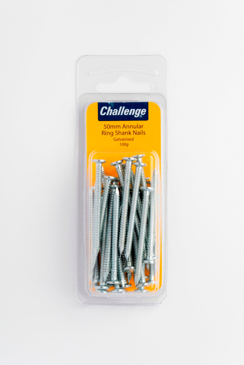 CHALLENGE ELECTRO GALVANISED ANNULAR RING SHANK NAILS 50MM 100G. FS40480 \\\KD18684