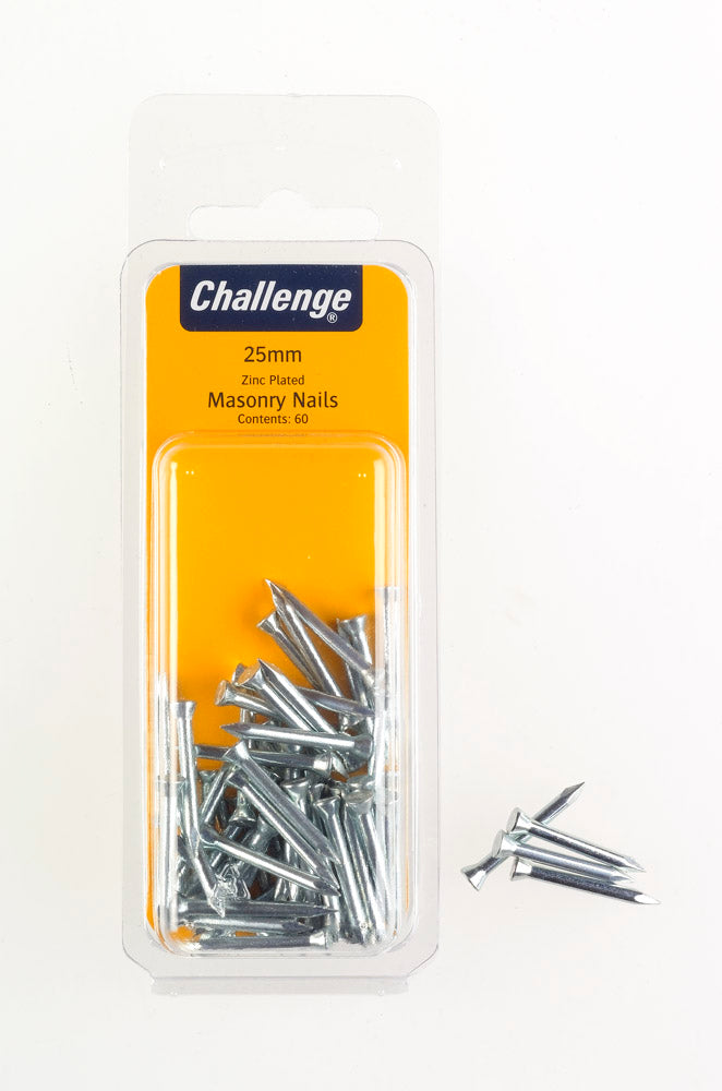 CHALLENGE ZINC PLATED MASONRY NAILS 25MM 60/PK. FS40274 \\\KD18687
