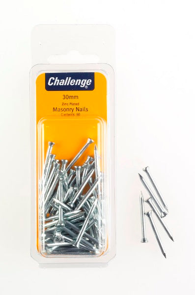 CHALLENGE ZINC PLATED MASONRY NAILS 30MM 60/PK. FS40275 \\\KD18688
