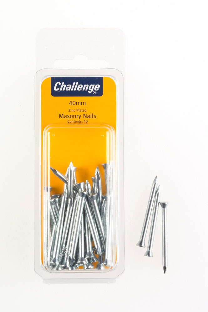CHALLENGE ZINC PLATED MASONRY NAILS 40MM 40/PK. FS40276 \\\KD18689