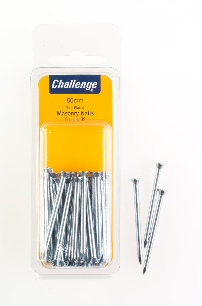 CHALLENGE ZINC PLATED MASONRY NAILS 50MM 40/PK. FS40277 \\\KD18690