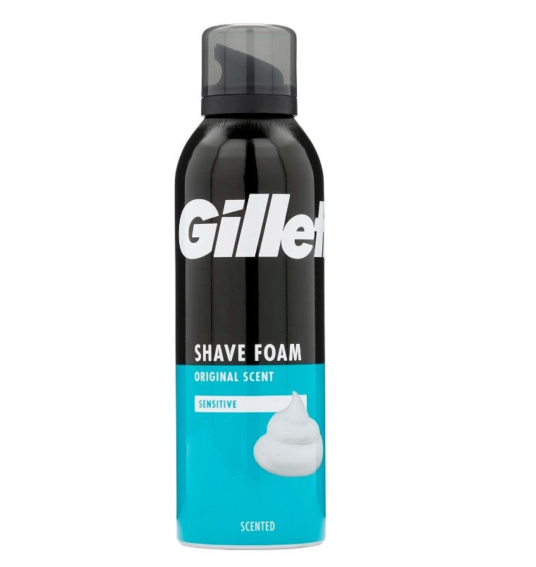 GILLETTE SENSITIVE SKIN SHAVING FOAM 200ML 6/PK. GIFS \\\KD18697