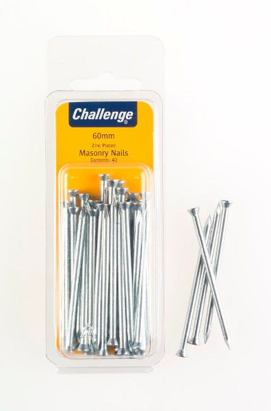 CHALLENGE ZINC PLATED MASONRY NAILS 60MM 40/PK. FS40278 \\\KD18708