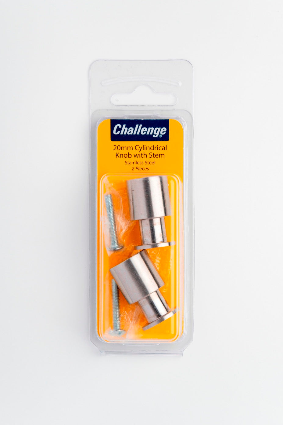 CHALLENGE STAINLESS STEEL CYLINDRICAL KNOB WITH STEM 20MM 2/PK. FS40715 \\\KD18723