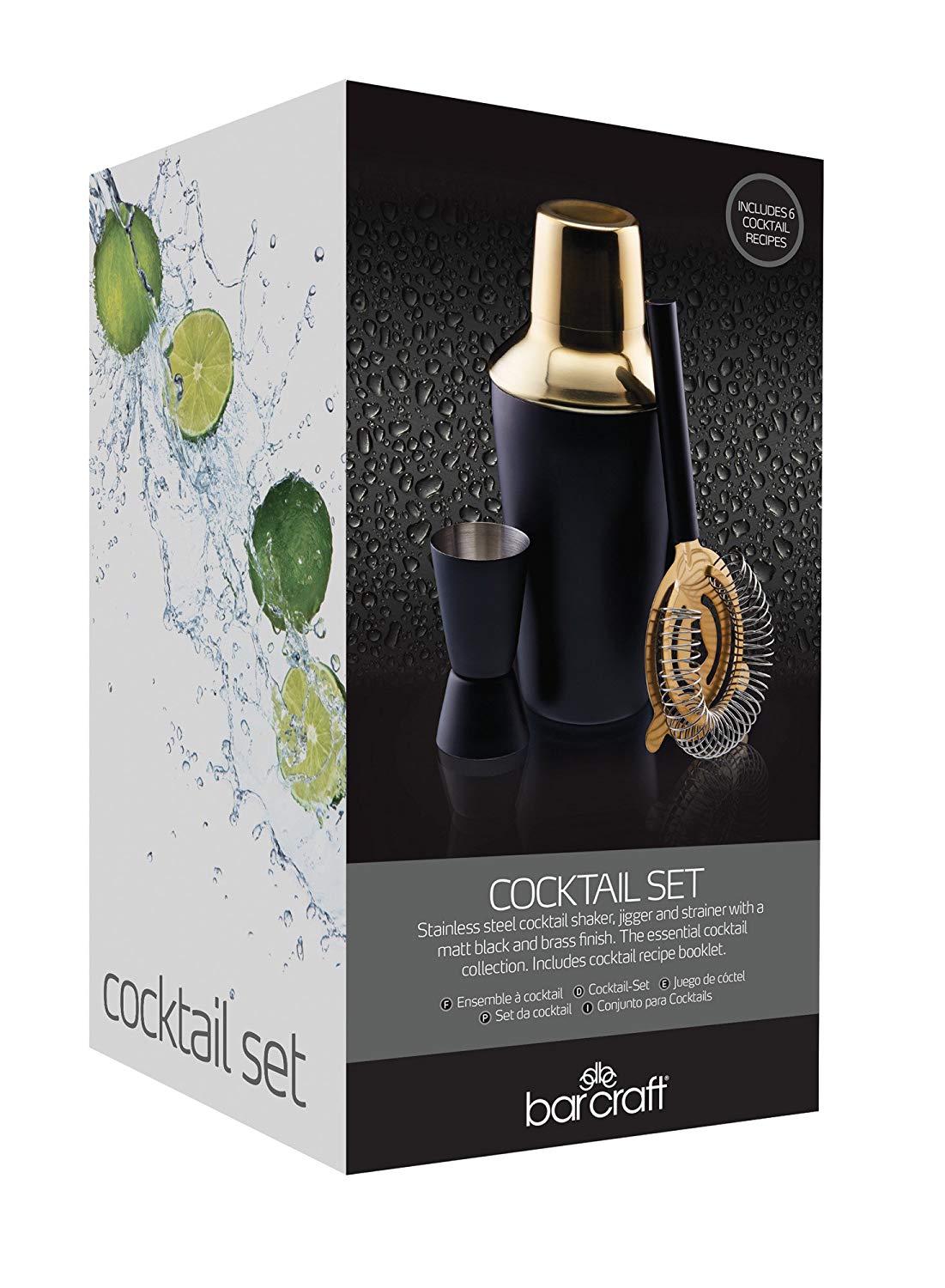 BARCRAFT LUXURY STAINLESS STEEL COCKTAIL MAKING KIT - BRASS FINISH. BCSHAK3PC \\\KD18725