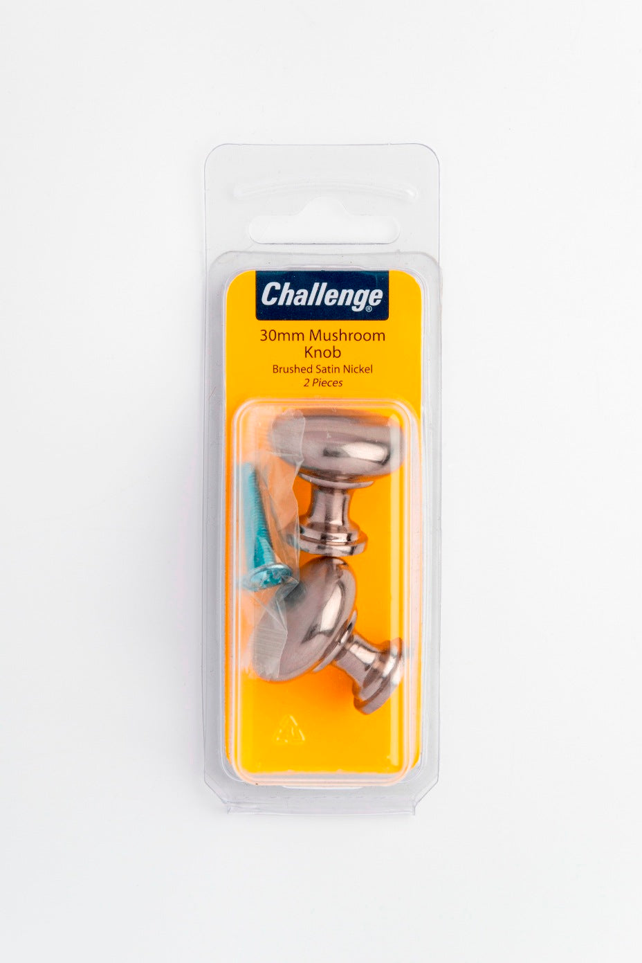 CHALLENGE BRUSHED SATIN NICKEL PLATED MUSHROOM KNOB 30MM 2/PK. FS40731 \\\KD18728