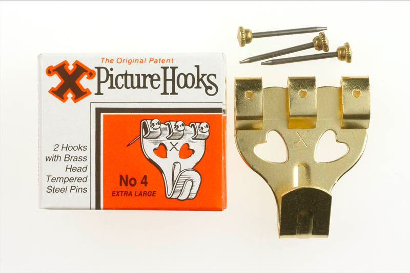 X EXTRA LARGE / NO.4 BP PICTURE HOOKS & BRASS HEAD PINS 2/PK. FS12812 \\\KD18752