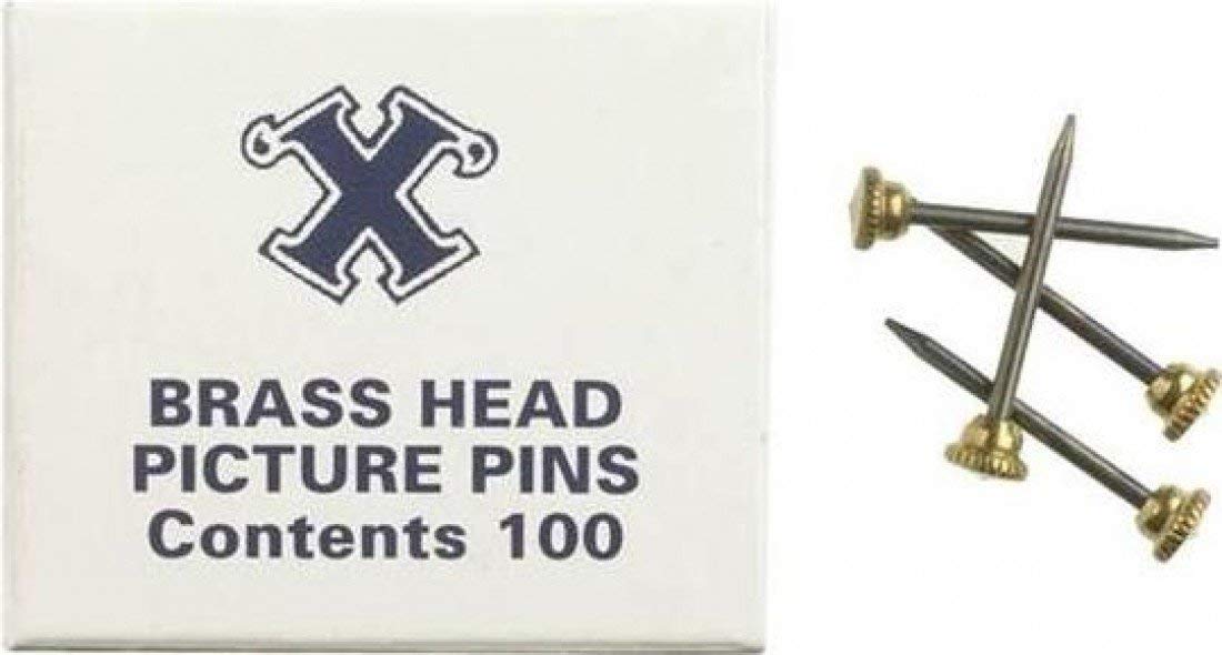 SHAW X KNURLED BRASS HEAD PICTURE PINS 100/PK. FS12810 \\\KD18757