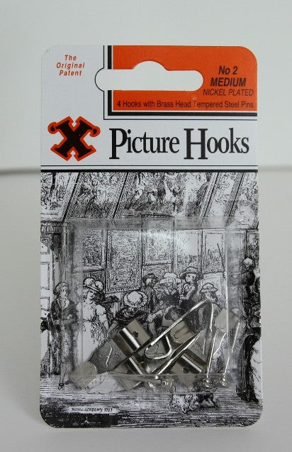 SHAW X MEDIUM / NO. 2 NICKEL PLATED PICTURE HOOKS 4/PK. FS12825 \\\KD18764