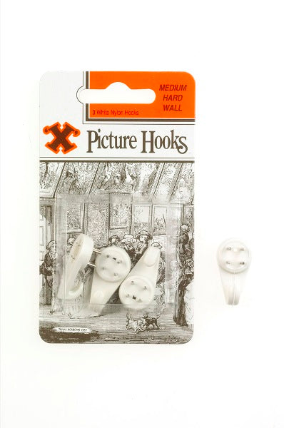 SHAW X MEDIUM WHITE HARD WALL PICTURE HOOKS 3/PK. FS12828 \\\KD18769