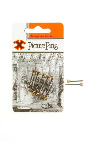 SHAW X KNURLED BRASS HEAD PICTURE PINS 10/PK. FS12830 \\\KD18771