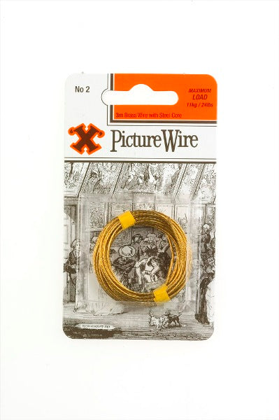 SHAW X NO.2 BRASS PLATED PICTURE WIRE 3M HOLD UPTO 11KG / 24LBS. FS12836 \\\KD18773