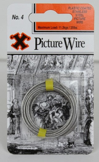 SHAW X NO.4 STAINLESS STEEL PICTURE WIRE 3M HOLD UPTO 11.3KG / 25LBS. FS12837 \\\KD18820