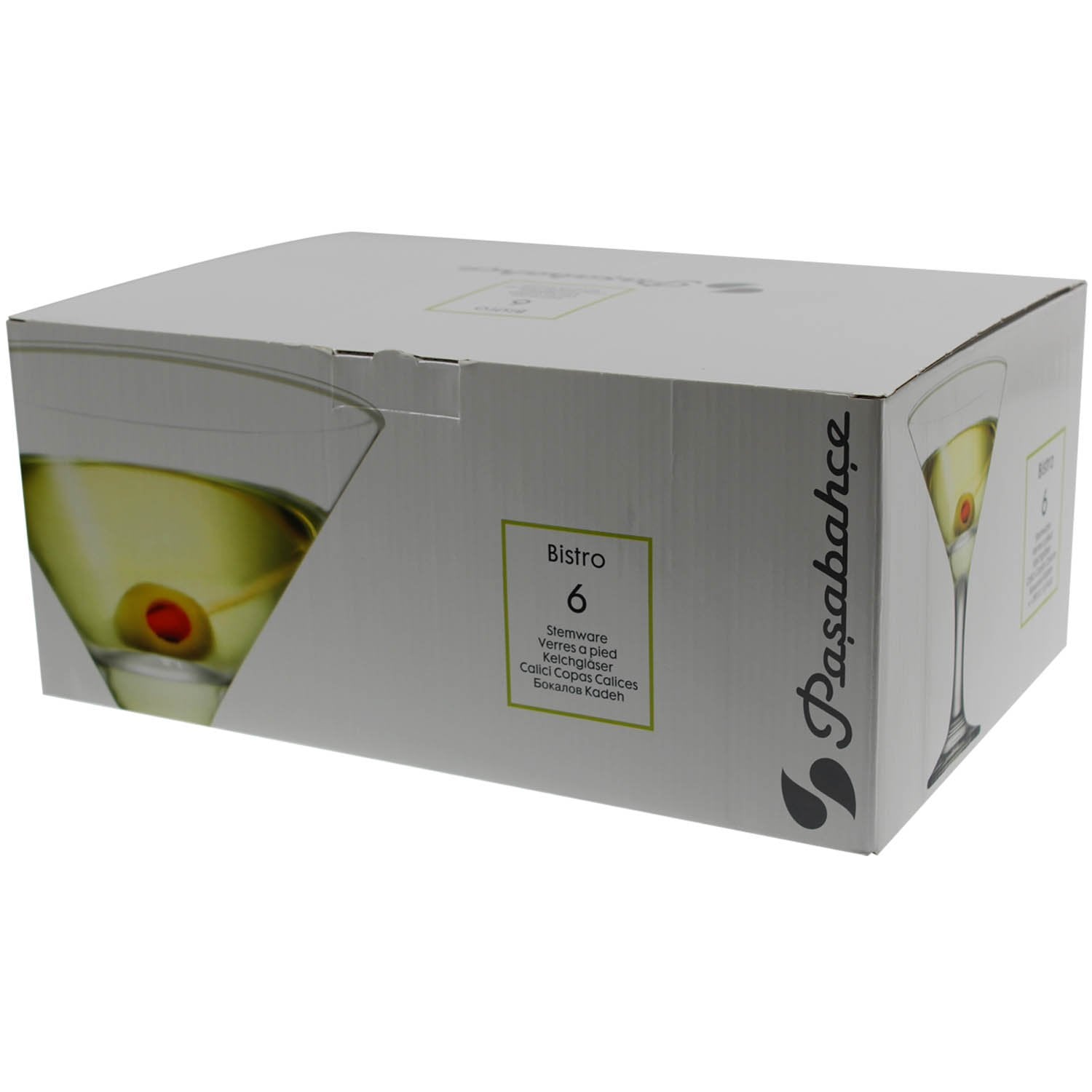 PASABAHCE BISTRO SET OF 6 MARTINI COCKTAIL DRINKING GLASS SET. 44410 \\\KD18845