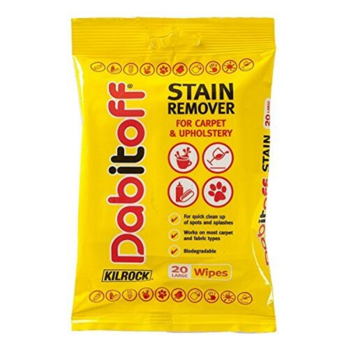 20 LARGE KILROCK DABITOFF STAIN REMOVER WIPES CARPET & UPHOLSTERY. DOWIPECARPET \\\KD18869