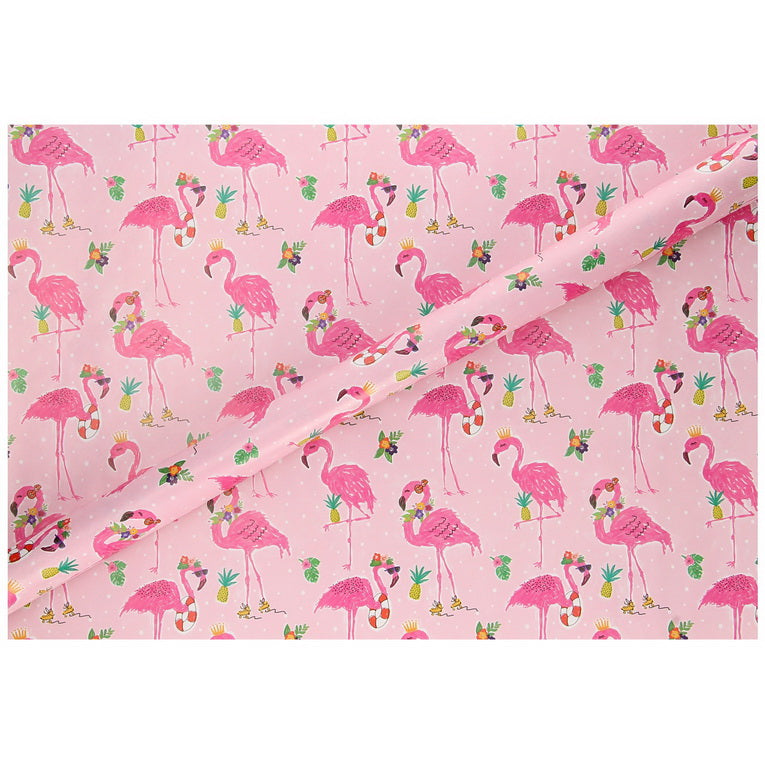 GIFTMAKER COLLECTION 3 METER FLAMINGO GIFT WRAP PAPER ROLL. Y9GM200A \\\KD18935