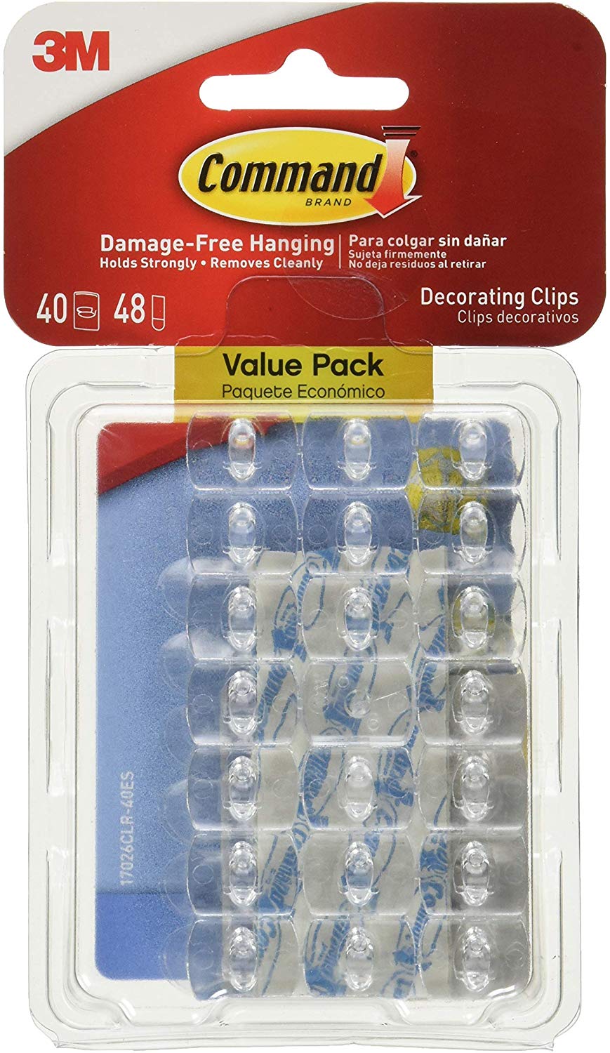 COMMAND 40 PACK DECORATION CLIPS - CLEAR VALUE PACK. 4375-CL 17026CLR-40UKN \\\KD18942
