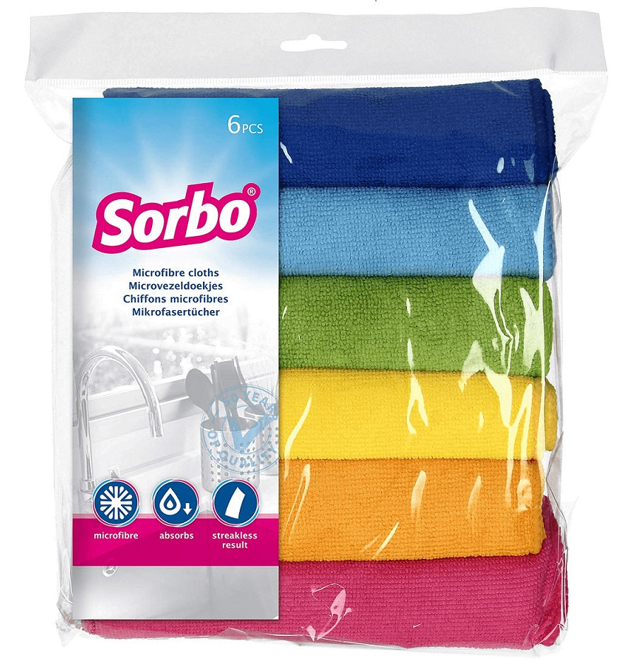 SORBO PACK OF 6 MICROFIBRE CLOTHES 40 X40 CM. 10S00039 \\\KD18959