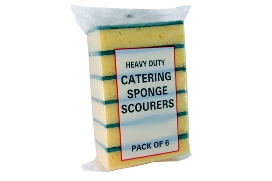 HEAVY DUTY CATERING SPONGE SCOURERS 6/PK. JA06Q-4 \\\KD18988