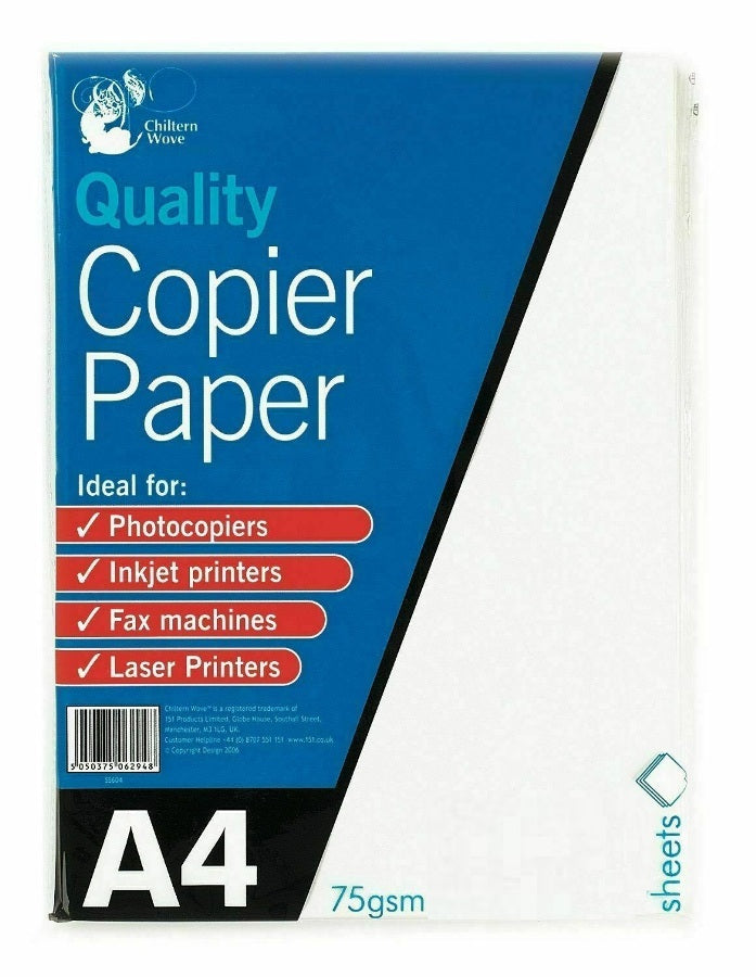 CHILTERN WOVE A4 QUALITY COPIER PAPER 75GSM 75 PACK - WHITE. SS604A \\\KD19023