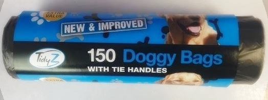 TIDYZ DOGGY BAGS WITH TIE HANDLES 150/PK. B0829 \\\KD19048